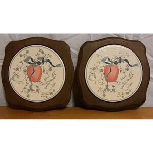 2 Vintage Marmalade Geese Ceramic and Wood Hot Plate Trivet Or Wall Hangings